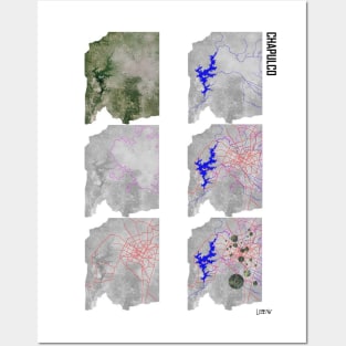 Chapulco green infrastructure in urban puebla city ecopop landscape map design Posters and Art